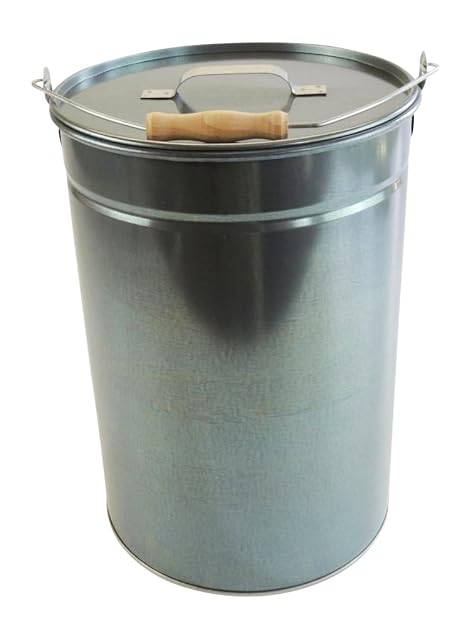 Grand seau à cendres galvanisé de 25 litres avec couvercle, 41 centimètres de haut