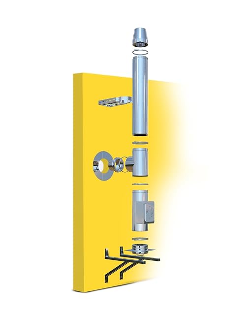 Kit de cheminée inox double paroi complet de 150 millimètres de diamètre intérieur