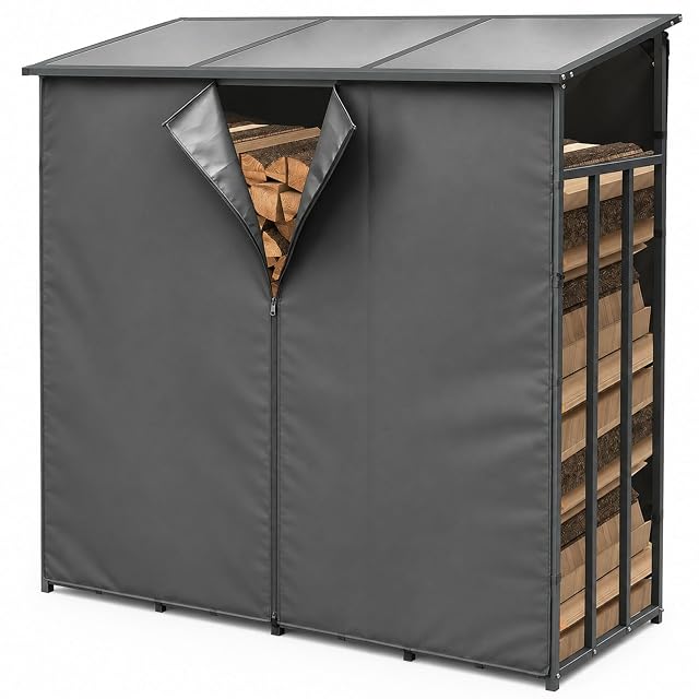 Jeu de housses avant et arrière en polyester enduit PVC pour un abri à bois de 185 sur 70 sur 185 centimètres