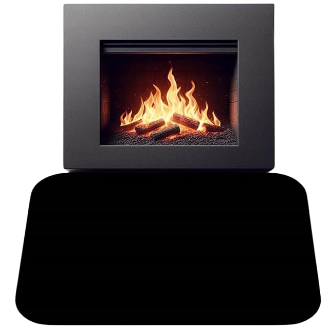 Plaque de sol en acier thermolaqué noir pour poêle, quatre-vingts sur soixante centimètres