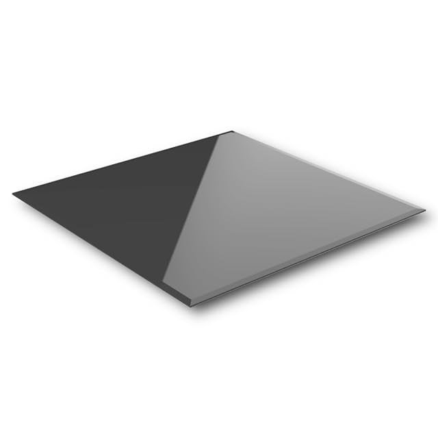 Plaque de sol en verre trempé noir de 6 mm pour poêle, 80 sur 80 centimètres à chanfrein poli