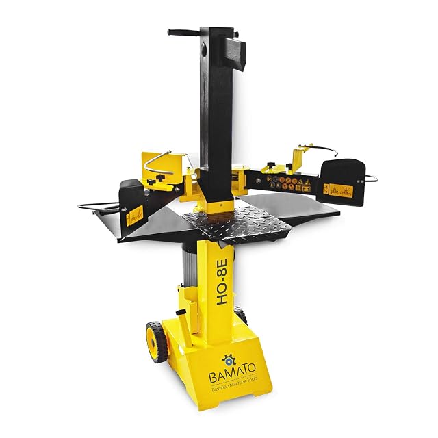 Fendeur de bûches vertical Bamato avec tables de soutien rabattables et châssis à roues
