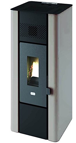 Cuisinière à granulés Punto Fuoco blanche, à corps rectangulaire et petite vitre de foyer