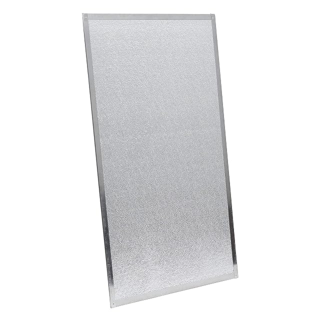 Panneau de protection thermique argenté à parement aluminium dans un cadre en acier inoxydable, 800 sur 500 millimètres