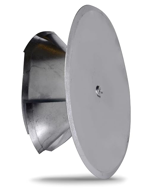 Obturateur de cheminée argenté en acier galvanisé, avec cône expansible et isolation