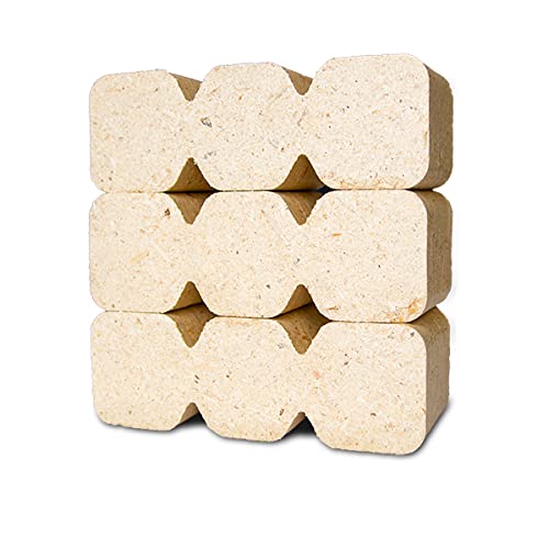 Lot de 10 kg de briquettes de résineux rectangulaires de forme RUF, à nervures d’aération pressées