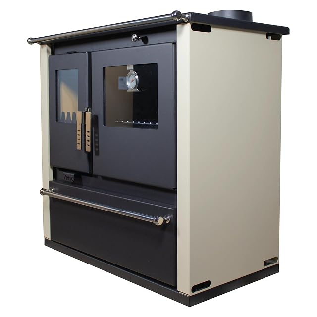 Cuisinière à bois ivoire avec four et plaque de cuisson, de 7,7 kilowatts