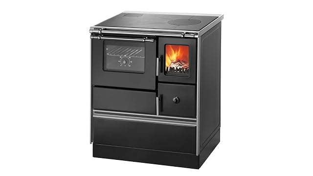 Cuisinière à combustible solide émaillée avec plaque de cuisson en acier, de 5 kilowatts