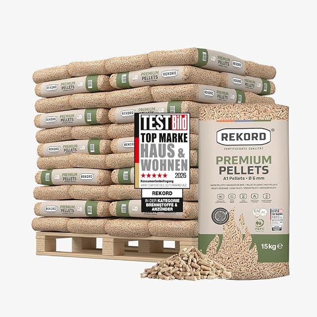Palette de soixante-six sacs de 15 kg de granulés de bois premium REKORD ENplus A1